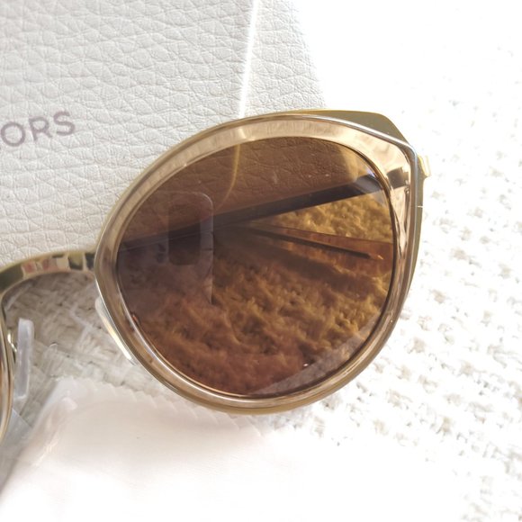 New Michael Kors Charleston Sunglasses in Pale Gold/Brown Transparent (MK1029) main image 6